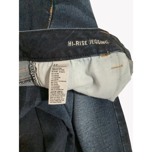 American Eagle Hi-Rise Jegging Jeans Size 12 Dark Wash Stretch Denim Slim Fit - Picture 2 of 6